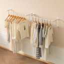 Clothes Racks, Industrial Pipe Clothing Racks for Hanging Clothes, Wall Mounted Heavy Duty Space Saving Garment Racks, Multi-Purpose Clothing Hanging Rods for Closet Storage, White, 2Pcs