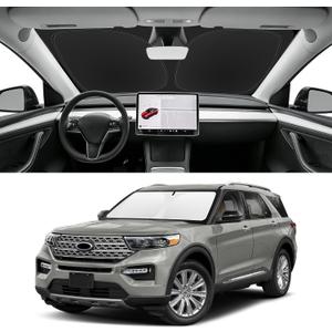 Custom Fit Windshield Sun Shade for Ford Explorer 2020-2026, Blocks UV & Heat, Front Window Sunshade Accessories, Easy Fold & Store Keep Your Car Cooler
