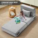 SUYOLS Folding Sofa Bed with Pillow- Convertible Chair Floor Couch & Sleeping Mattress, Foldable Memory Foam Sleeper for Living Room/Dorm/Guest Room/Home Office/Apartment/Loft, Single26, Light Gray