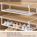 Hanging Shoe Organizer for Closet, Expandable Rack Organizer Under Cabinet Shelf - for Kitchen, Book or Clothing Storage and Organization. (White-1Pcs)