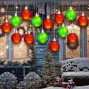 16 Pcs LED Large Christmas Balls Ornaments Colorful Lights Ball Plastic Hanging Globe Yard Decor for Outdoor Indoor Xmas Tree Holiday Parties(Red, Green) (3.94 Inch)