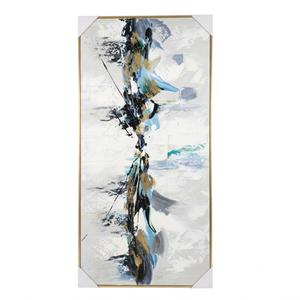 Large Hand-Painted Oil Painting on Canvas Black Frame White Textured Wall Art Abstract Minimalist 3d Artwork Neutral Wall Picture Home Decor for Living Room Bedroom Office Ready to Hang 48x24inch
