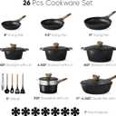 CAROTE 26PCS Pots and Pans Set Non Stick, Cookware Set Pots and Pans Induction Cook Ware, Nonstick Kitchen Cooking, PFOA Free, Black, 26 Piece
