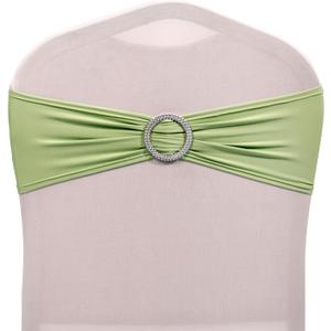 MDS Halloween Spandex Chair Sashes with Slider Buckle - 25 Pack, Universal Fit Elastic Stretch Chair Bands Ties for Haunted Banquets, Spooky Parties, Witchy Weddings & Events Decor - sage Green