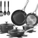 BEZIA Induction Cookware Set 15-Piece, Pots and Pans Set Non Stick with Ceramic Coating, Induction Pots Set with Stainless Steel Handles  Lids, Oven Safe, Compatible with All Stoves