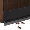 Door Draft Stopper with Brush Reduce Noise, 39" Rubber Door Sweep Breeze Blocker, Adjustable Under Door Draft Stoppers, Soundproofing for Doors, Door Seal - Black