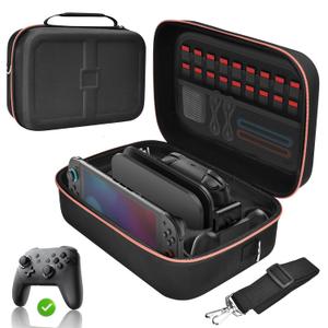 Gorixer Switch Case for Nintendo Switch 2(2025) or 1 and OLED Models(2021),Stores 18 Game Cards for Nintendo 3DS & 2DS Games (Black)