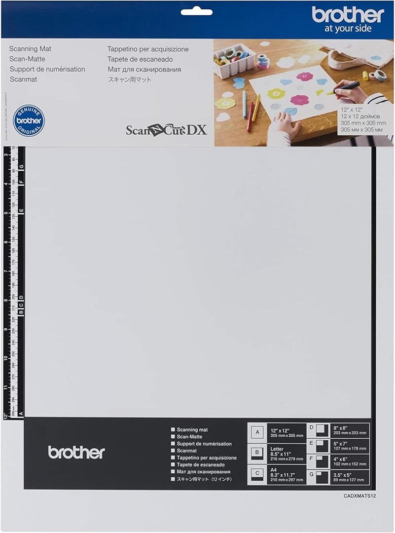 Brother ScanNCut DX Mat CADXMATS12, 12" x 12" Scanning Mat, Non-Tack to Convert Materials into Custom Designs
