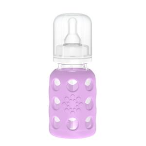Lifefactory 4-Ounce Glass Baby Bottle with Stage 1 Nipple and Protective Silicone Sleeve Lavender (LF110016C4)