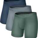 Hanes Men's Underwear, SuperSoft Viscose from Bamboo, 3-Pack, Sexy Men's Underwear, Short or Regular- Leg Boxer Briefs (Medium, Grey/Green/Navy)