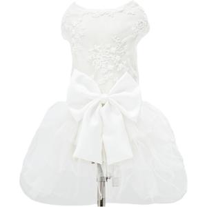 Dog Dress Wedding Outfits, Princess Lace Tutu Strappy Skirt for Female Puppy Small Medium Dogs Girl Cats Costume (Embroidery Dress, Large)