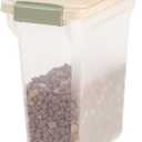IRIS USA WeatherPro Airtight Dog Food Storage Container, Up to 13 lbs, for Dog Cat Bird and Other Pet Food Storage Bin, Pet Supplies, Keep Fresh, BPA Free, Clear/Almond