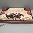 Large 23 inches Horse Racing Board Game with 11 Luxury Metal Horses, Foldable Wood Horse Race Board Game with 2 Sets of Dice, 2 Boxes of Cards for Parties and Gambling (Medium, Black)