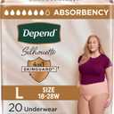 Depend Silhouette Adult Diapers, Incontinence & Postpartum Bladder Leak Underwear for Women, Maximum Absorbency, Large, Pink, 20 Count, 
