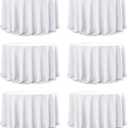 6-Pack White Round Tablecloths, 132 Inches, Stain-Resistant Polyester for 6-8 Ft Round Tables - Washable Table Covers for Weddings, Banquets, Birthday Parties, Events