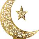 Tujoe Ramadan Light Decoration, Large Eid Crescent Moon Star Light 26.3 x 22.4 Inch Metal LED Ramadan Mubarak Moon Lamp Table Centerpiece Battery Operated for Home Floor Yard Islamic Gift(Innovative)