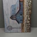 QIXIANG Turquoise Barn Canvas Wall Art Rustic Teal Old Barn and Windmill Flowers Painting Prints for Kitchen Home Decor Framed (16.00" x 24.00")