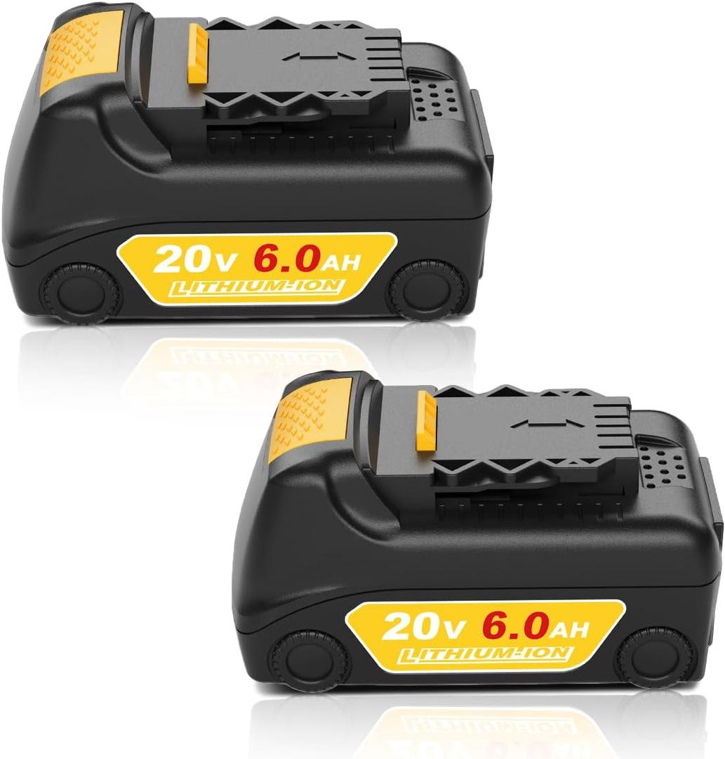 Upgraded 20V 6.0Ah Battery Replacement for Dewalt 20v Max Battery 2Pack Compatible with Dewalt 20v DCD/DCF/DCG Series Power Tools Yellow