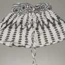 Women's Y2K Boho Floral Halter Top Tie Backless Ruched Ruffle Flowy Summer Vacation Halter Going Out Tops (Black and White) XS