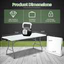 Folding Table 6FT Portable Heavy Duty Plastic Table with Carrying Handle Fold-in-Half Utility Foldable Tables for Parties Wedding Events Dining Indoor Outdoor Picnic (White)