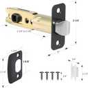 1 Pack Matte Black Door Latch Replacement, 45°Turning Angle Door Lock Replacement Parts, 2-3/8'' or 2-3/4'' Adjustable Backset Deadlatch, Stainless Steel Round Corner Lock Parts