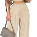 Mandonce 1 Piece Outfits for Women Wide Leg Long Pants Summer (X-Large, Khaki)