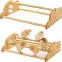Frcctre 2 Pack Bamboo Chicken Perch, Freestanding Roosting Bar Set Baby Chick Stand Training Perch Chicken Jungle Gym with Built-in Mirrors for Brooder, Coop, Hens