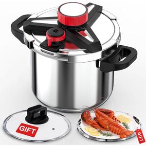 [3-IN-1] 18/8 Stainless Steel Pressure Cooker 10 Quart [Save 70% of time ]
