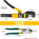 YUZES Hydraulic Crimping Tool and Cable Cutter, 12 AWG to 00 (2/0), 10 Tons Battery Cable Crimper Tool with 9 Crimping Dies, Crimping Tool for Cable Lug, Wire Terminal Lug