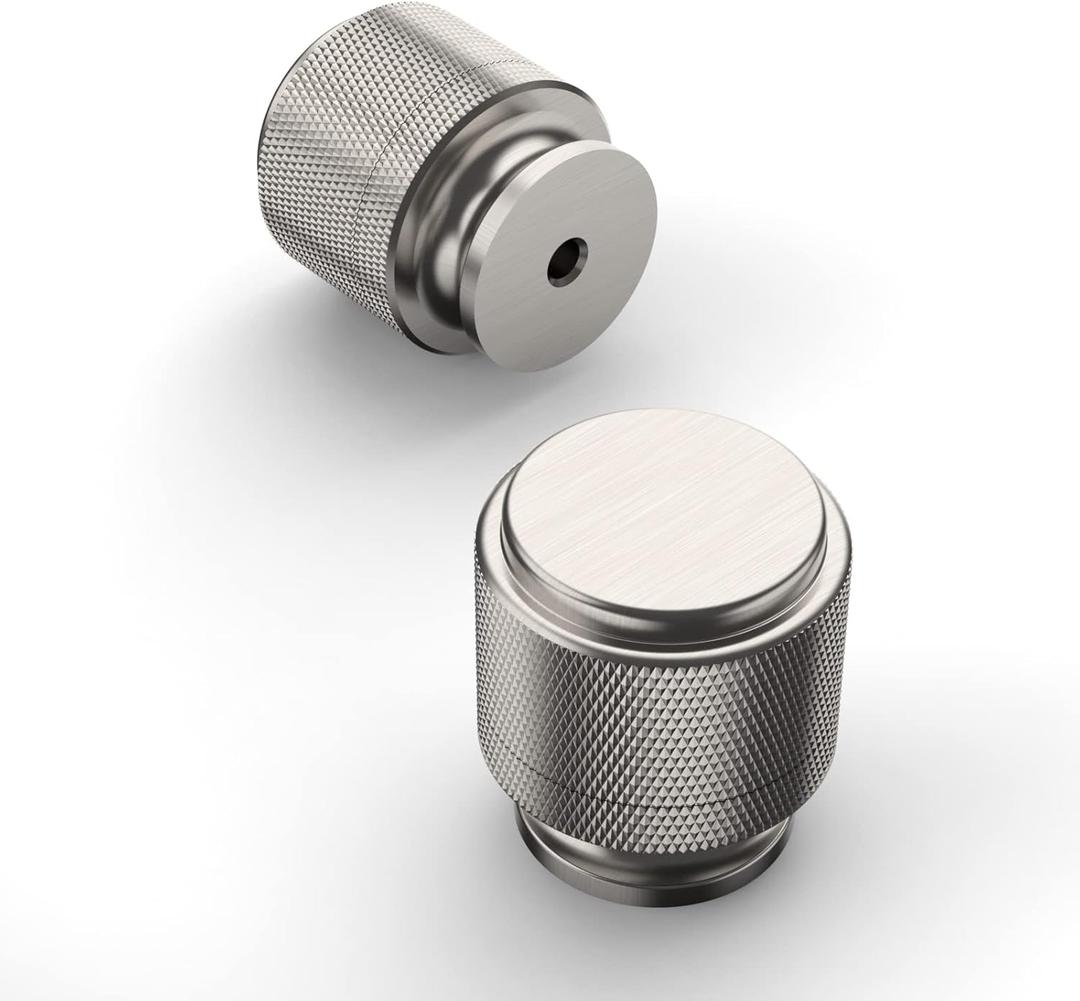 Amerdeco 10 Pack Brushed Satin Nickel Knurled Cabinet Knobs Kitchen Cabinet Pulls for Drawer Dresser, Cupboard and Wardrobe ZH0031