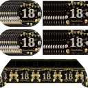 41Pcs 18th Birthday Decorations for Boy Girls, Black Gold 18 Year Old Happy Birthday Girl Decorations include Plates Napkins Tablecloth for Official Teenager 18th Birth Party
