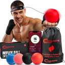 Champs MMA Boxing Reflex Ball Set with Punch Counter App | 4 Balls with Varying Weights, Headband & 4 Spare Strings to Improve Speed, Hand Eye Coordination Training | Boxing Equipment, MMA Gear Gift