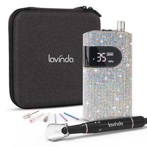 Professional Rechargeable Nail Drill Machine, Lavinda Diamond 35000RPM Electric Nail File Cordless Portable Nail Drill with Coreless Motor for Acrylic Nails, Manicure Pedicure Tool, Crystal Diamond