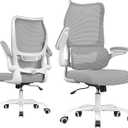 SOMEET Office Chair Ergonomic Desk Chair - Comfy Mesh High Back Office Chair with Lumbar Support Wheel Home Desk Office Chairs Flip up Armrest Executive Rolling Swivel Task Computer Chair Black Silver