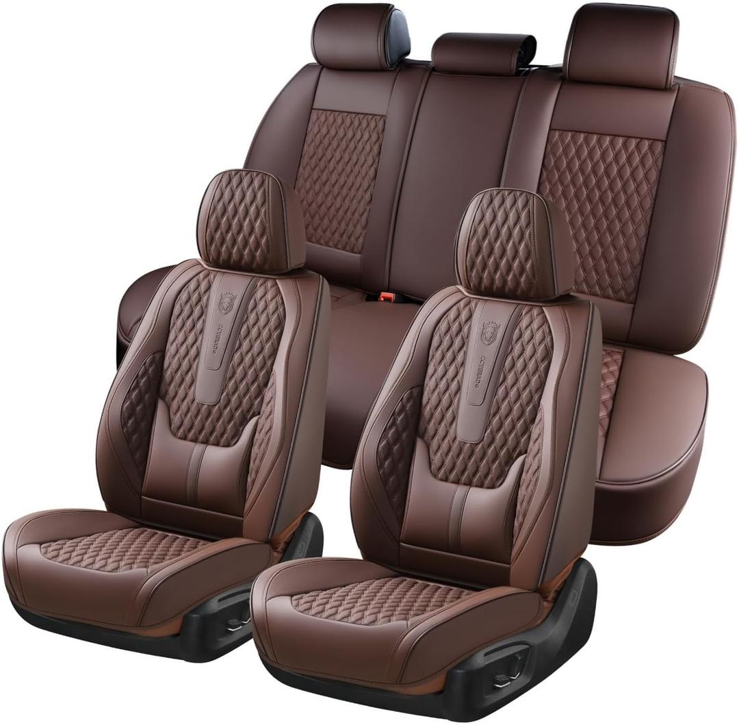 Coverado Car Seat Covers Full Set, Pink Seat Covers, Waterproof Car Seat Cover with Lumbar Support, Car Seat Cushion Protector, Car Seat Covers Front Seats Universal Fit Most Cars Red Line