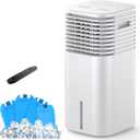 FLOWBREEZE 24" Windowless Portable Air Conditioner, 15H Timer & 120°Oscillation, 3-IN-1 Portable AC Unit w/Remote, 2Gal Tank, 3 Modes & Speeds, Ultra-Quiet Ventless Swamp Cooler for HomeOffice, Creamy