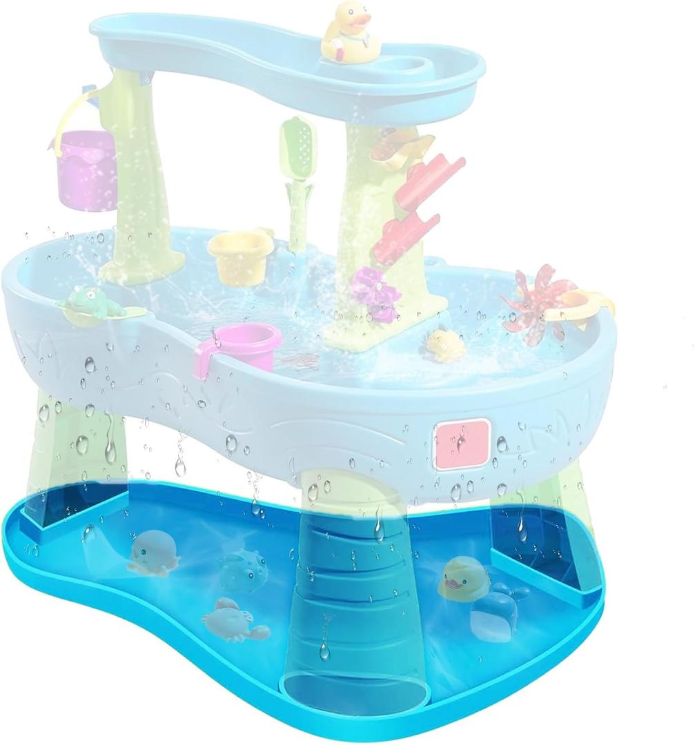 Water Table Mat for Step2 Rain Showers Water Table, Silicone Non-slip Water Table Mat, Water Table Accessories Water Toys Storage Mat for Indoor Outdoor Collect Water Toys Keep the Floor Clean(Blue)