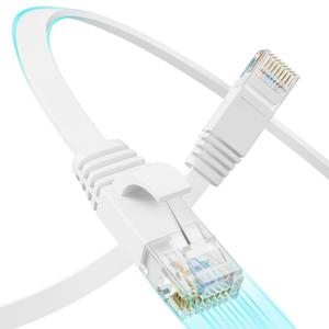 Cat 6 Flat Ethernet Cable 100 FT, UTP 10Gbps High-Speed Cat6 Ethernet Cable, Pure Copper Cat 6 Cable, Long Ethernet Cable for Home or Office Network Wiring, White