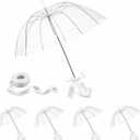 Clear Umbrella Bulk, Bulk Umbrellas for Wedding, 39 Inch Transparent POE Dome Umbrella with Auto Open, Stainless Steel Frame and White J Handle, for Wedding Guests, Photography and Outdoor Parties