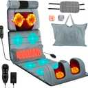 Moclever Full Body Massage Mat with Heat Vibration Massage Pad for Back, Neck, Foot & Lumbar Support Foldable Cushion Mattress with Timer & Adjustable Intensity for Home or Office Use