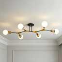 Epinl Modern Chandelier Ceiling Light Fixture 35" Sputnik Chandeliers 6-Lights Black and Gold Chandelier Over Table, Mid Century Lighting Fixture for Dining Room Kitchen Living Room