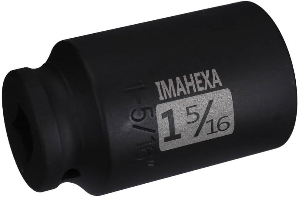 IMAHEXA 1/2" Drive 15/16 Inch SAE Deep Impact Socket 6-Point Cr-Mo Steel Socket, 3 Packs