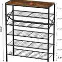 6-Tier Metal Shoe Rack Organizer Shoe Storage for Entryway 18-24 Pairs Narrow Shoe Rack for Closet Heavy-Duty Shoe Rack with Wooden Top Shelf for Garage Rustic Brown