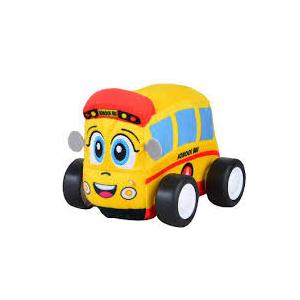 Plush Remote Control Bus for Toddlers, 2.4GHz Soft Body RC Car with Music Universal Brick-Compatible Roof, Easy 2-Button Controller, Durable Wheels, Gift Toy for Boys & Girls Ages 2–5