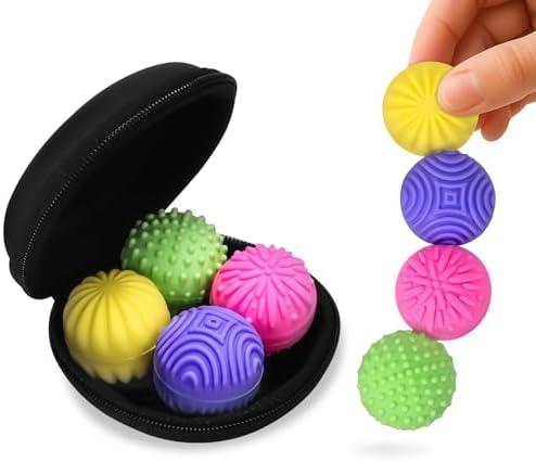 Magnetic Sensory Fidget Balls – 4-Pack Silicone Weighted Stress Relief Toys for Kids, Teens & Adults – Quiet, Textured Magnet Fidgets for ADHD, Autism & Anxiety – Gift for Classroom Decor