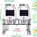 1 Gallon Drink Dispenser with Stand,2 Pack Beverage Dispenser with Stand,Glass Water Juice Dispensers Punch Bowl for Parties