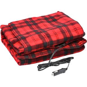 Heated Car Blanket - 12-Volt Electric Blanket for Car, Truck, SUV, or RV - Portable Heated Throw - Camping Essentials by Stalwart (Red Plaid)