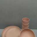 Teivio 16-Piece Kitchen Plastic Wheat Straw Dinnerware Set, Service for 4, Dinner Plates, Dessert Plate, Cereal Bowls, Cups, Unbreakable Plastic Outdoor Camping Dishes, Pink