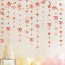 Rose Gold 30th Birthday Decorations Number 30 Circle Dot Twinkle Star Garland Metallic Hanging Streamer Bunting Banner Backdrop for Her Dirty 30 Year Old Birthday Thirty Anniversary Party Supplies