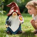 Hide a Key Outside Key Hider Outdoor Gnomes Statues Decor Hidden Key Box for Lawn Yard Hidden Spare Key Holder Lock Box(Red)